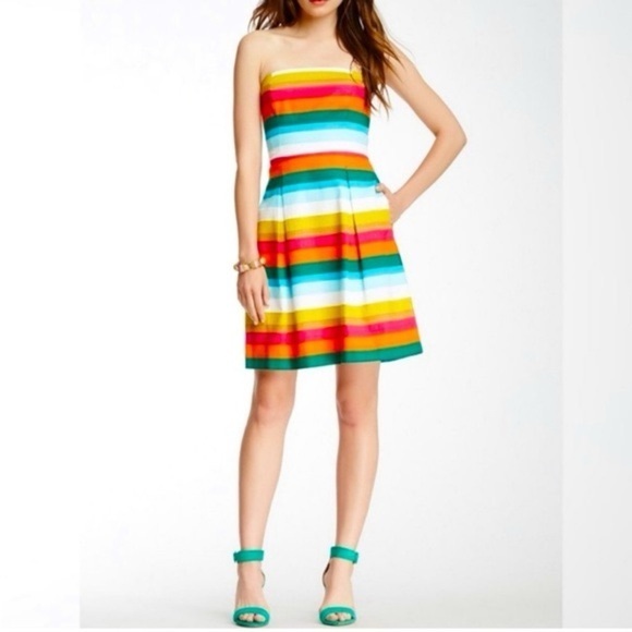 Trina Turk Raw Cotton Strapless Spring fit and Flare Mini Dress, MSRP $189, 2 - Picture 1 of 12